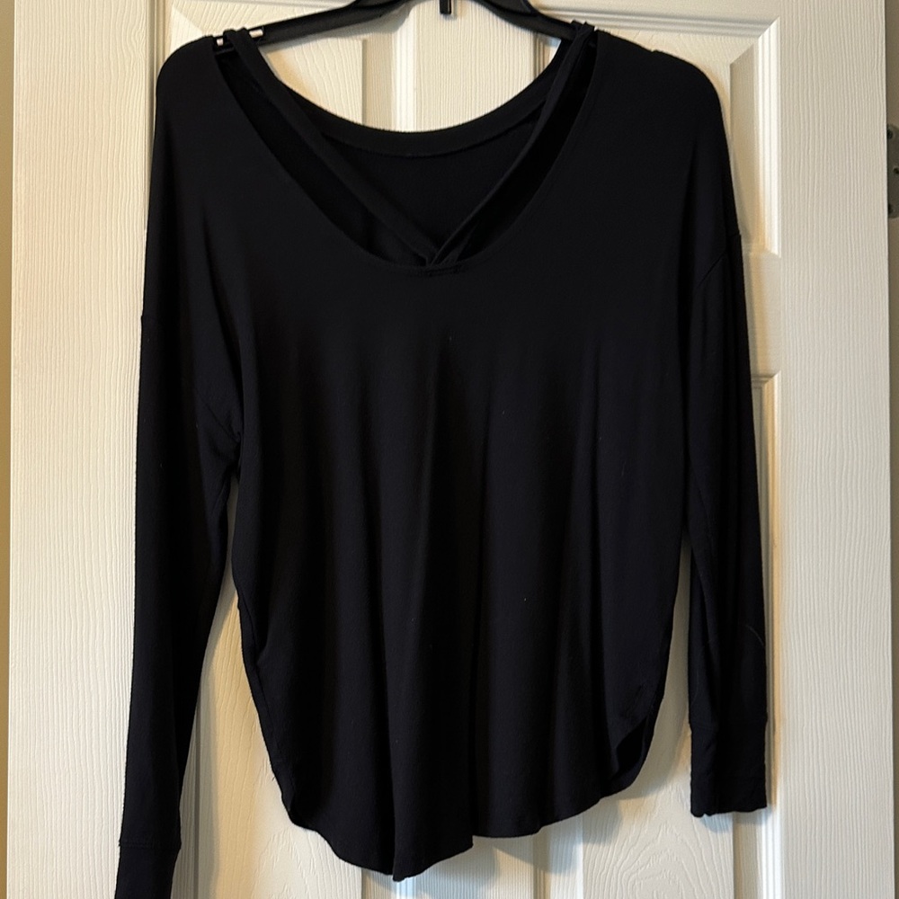 Athleta Black Long Sleeve Women's Tee - Picture 3 of 5